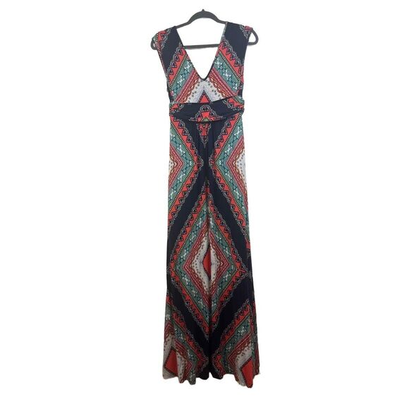 Maeve Maxi Dress Small Multicolor Geometric VNeck Cinched Waist Sleeveless Print - Picture 3 of 16